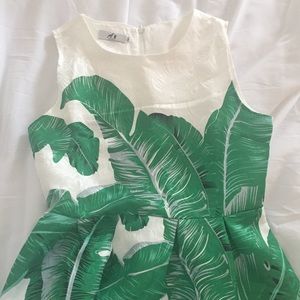 NWOT Banana Palm Leaf Brocade Dress
